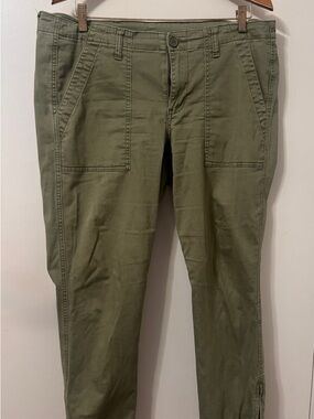 CAbi Olive Green Chino-Style Utility Pants